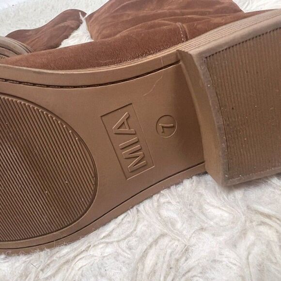 MIA Womens Marri Tall Distressed faux leather pull-on Brown Cognac Boot Size 7 - Picture 8 of 12